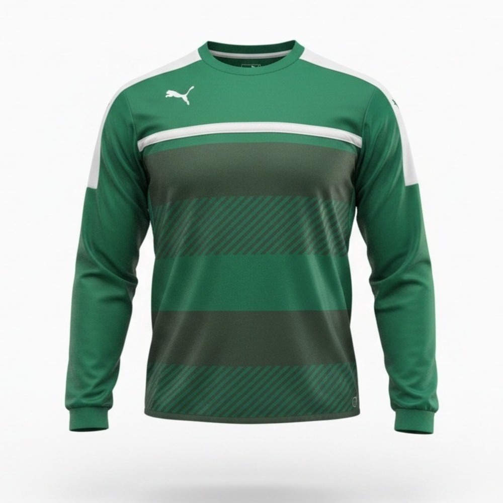 Puma Mens XL Green White Dry Cell Long Sleeve Soccer Training Jersey Shirt